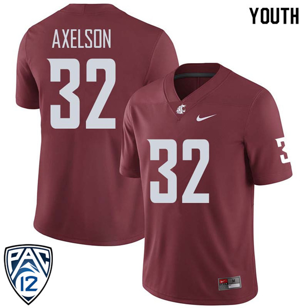 Youth #32 Dylan Axelson Washington State Cougars College Football Jerseys Sale-Crimson